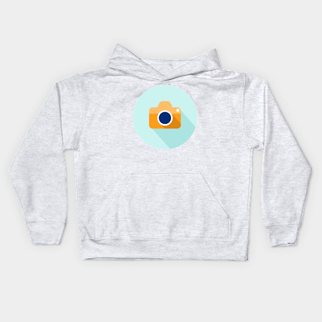 Camera flat icon. Vector illustration. Kids Hoodie by AraDesign